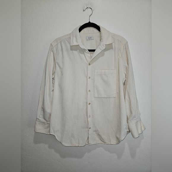 AYR Cream Shacket Corduroy Button Front Shirt Long Sleeve All Year Round XS - Picture 5 of 15